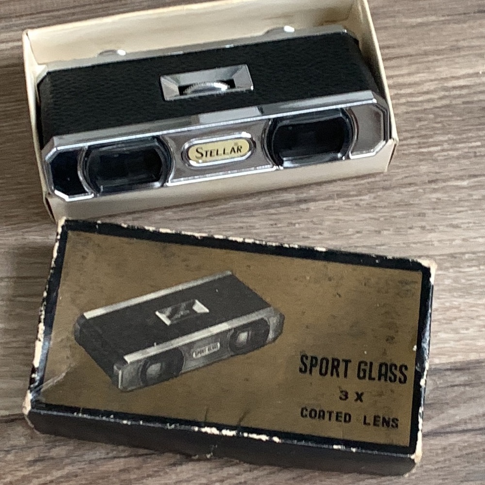 Vintage Stellar Sport Glass Binocular 3x Coated Lens Original Box